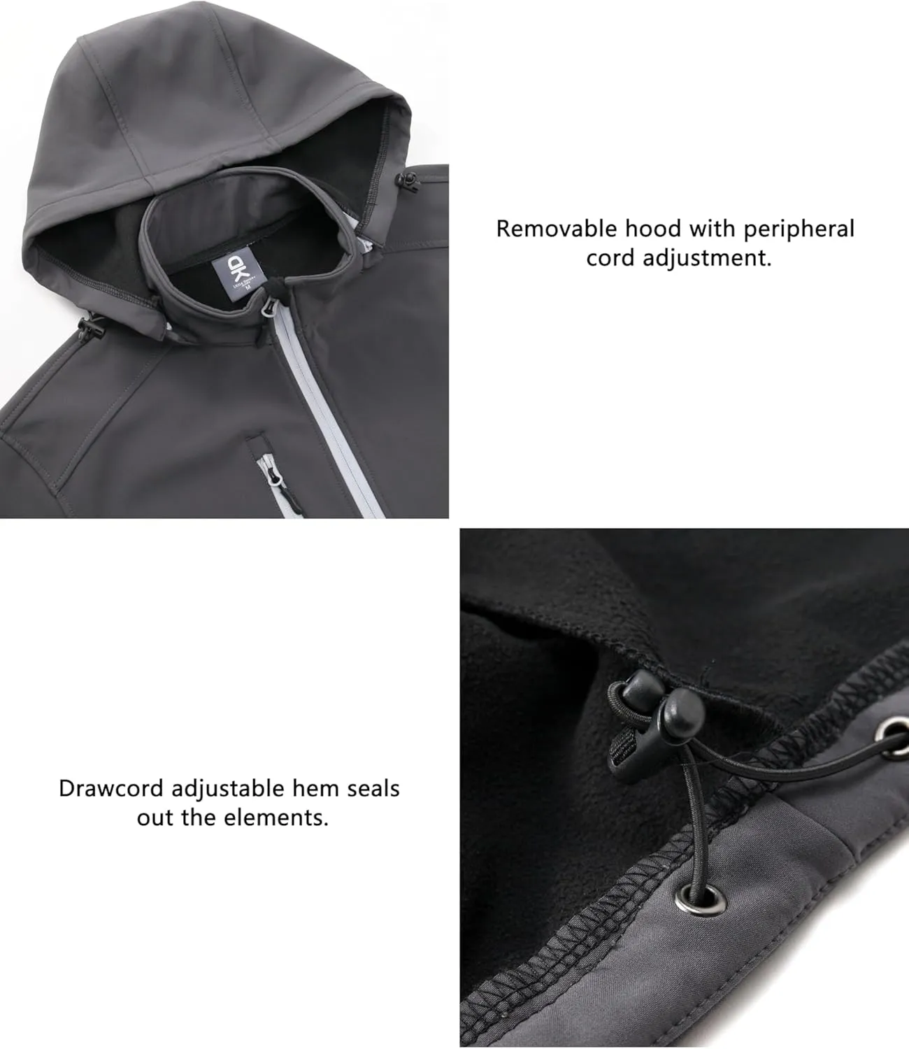 Little Donkey Andy Womens Softshell Jacket, Ski Snowboarding Jacket with Removable Hood, Fleece Lined