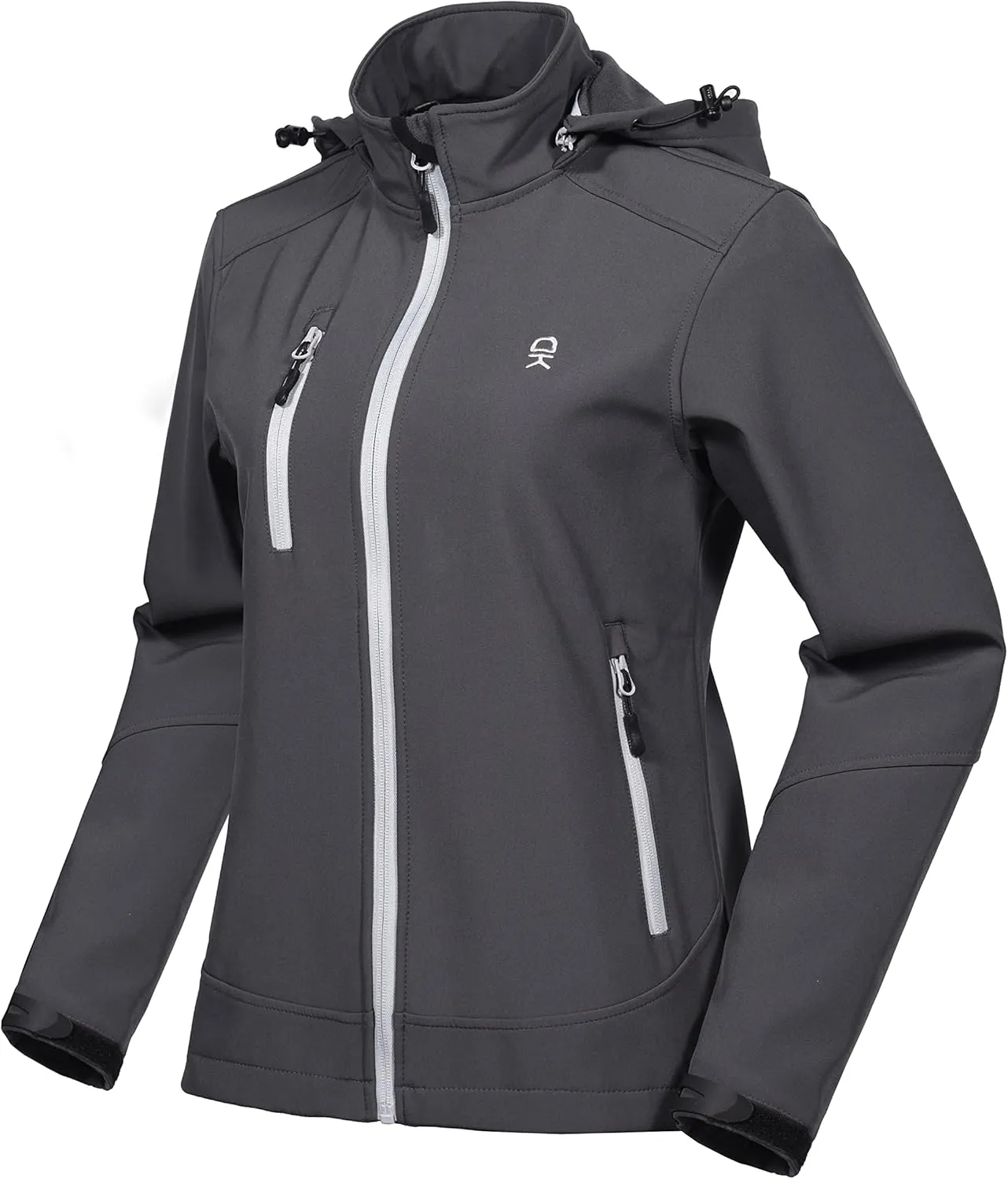 Little Donkey Andy Womens Softshell Jacket, Ski Snowboarding Jacket with Removable Hood, Fleece Lined