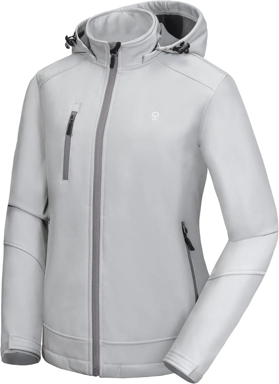 Little Donkey Andy Womens Softshell Jacket, Ski Snowboarding Jacket with Removable Hood, Fleece Lined