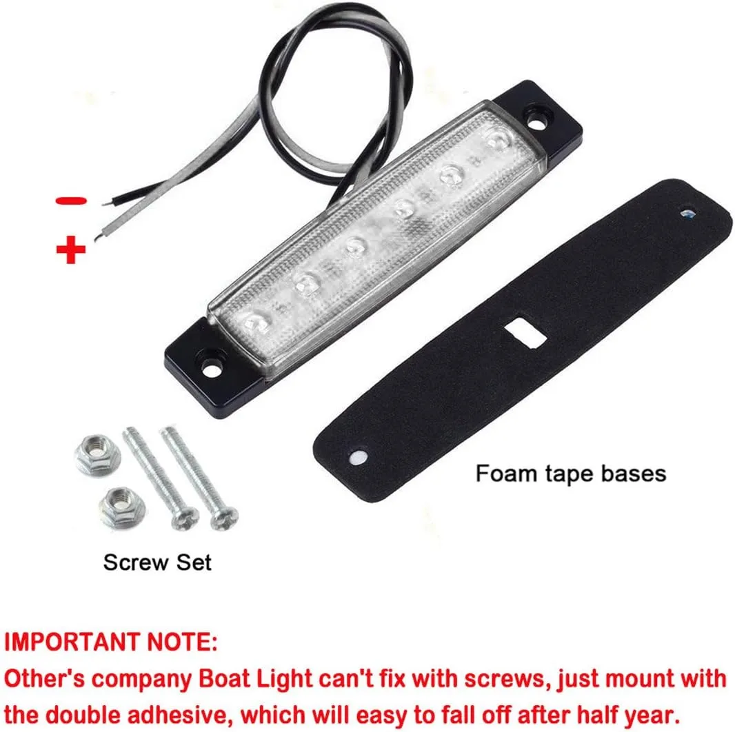 Marine Lights - 6Pcs Waterproof LED Interior Lights for Yacht, Fishing Boat, Kayak & More, 12v