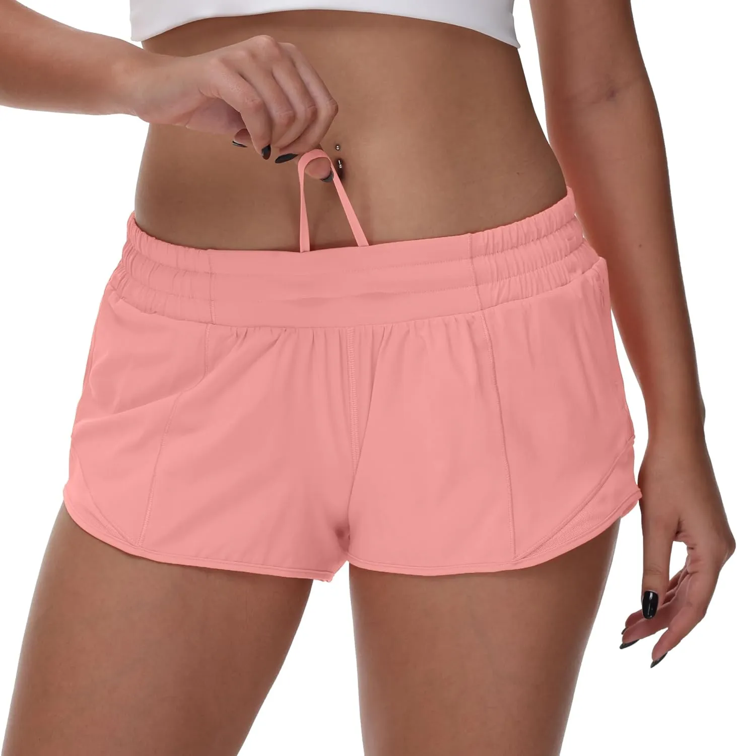 MCEDAR Women's Running Shorts Low Waisted 2.5"Lightweight Active Workout Quick Dry Gym Athletic Sports Shorts Zip Pocket