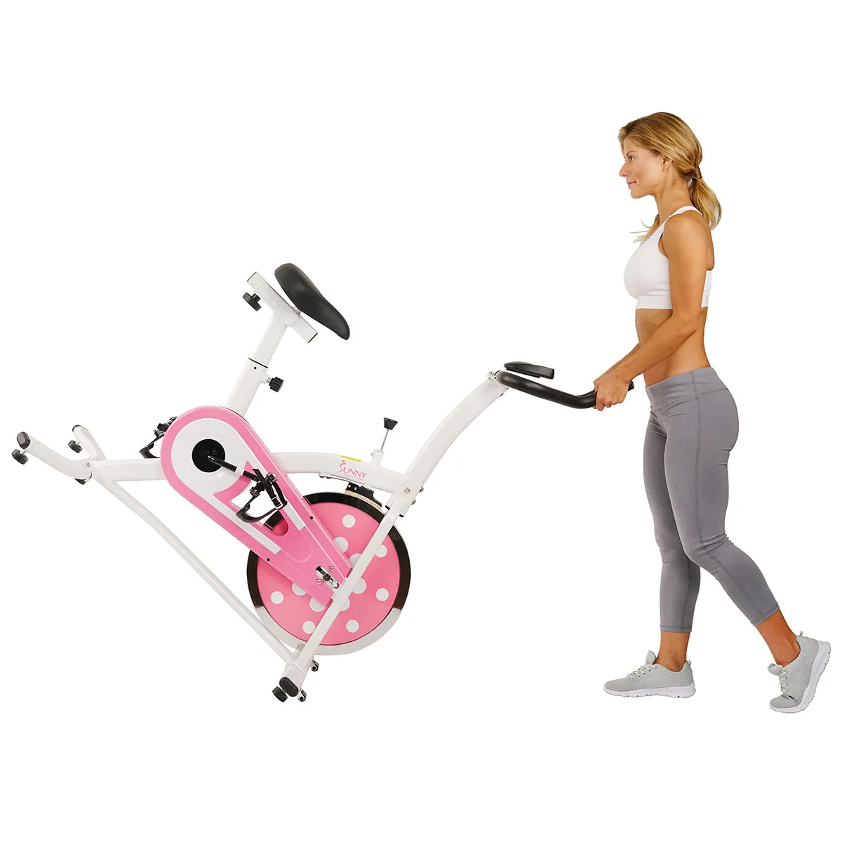 Pink Chain Drive Indoor Cycling Trainer Exercise Bike