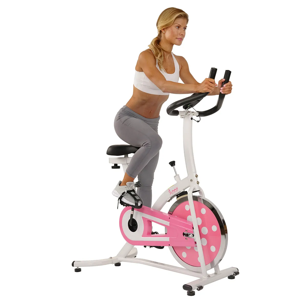 Pink Chain Drive Indoor Cycling Trainer Exercise Bike