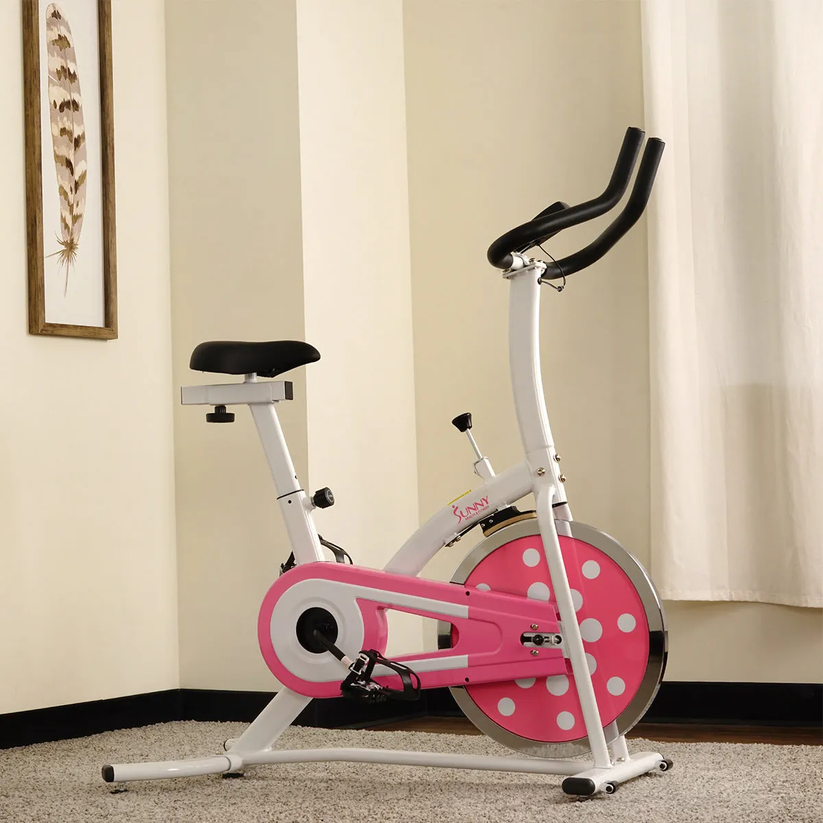 Pink Chain Drive Indoor Cycling Trainer Exercise Bike