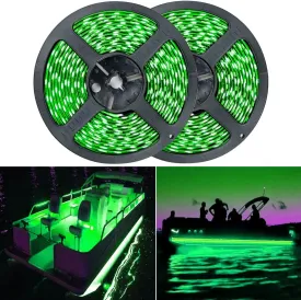 Pontoon Boat Light - LED Strip for Duck, Bass, Sail, Kayak - Flexible Deck & Interior Courtesy Lights - Green, 12v