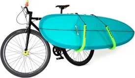 Premium Longboard Bike Rack  Dual Arm Bicycle Carrier, 12mm Foam, Adjustable Seat Post Attachment, Easy Fast Install, Longboards, SUP Paddle Boards, Shortboards, Bodyboards, Boogie Boards