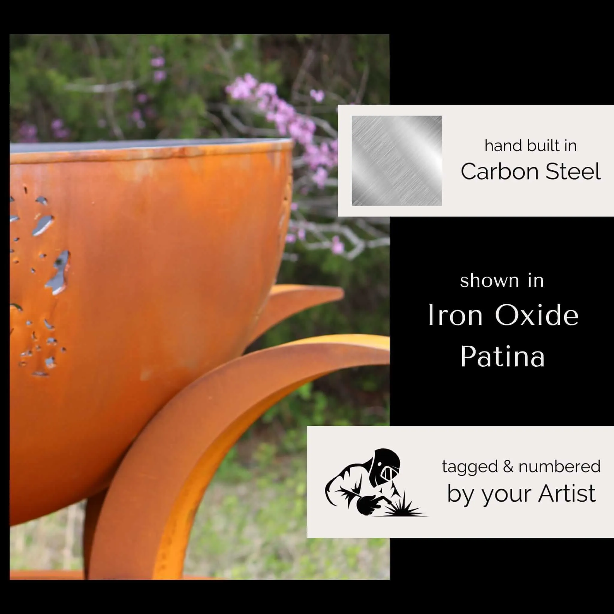"Africa's Big Five" Gas Fire Pit in Steel - Fire Pit Art