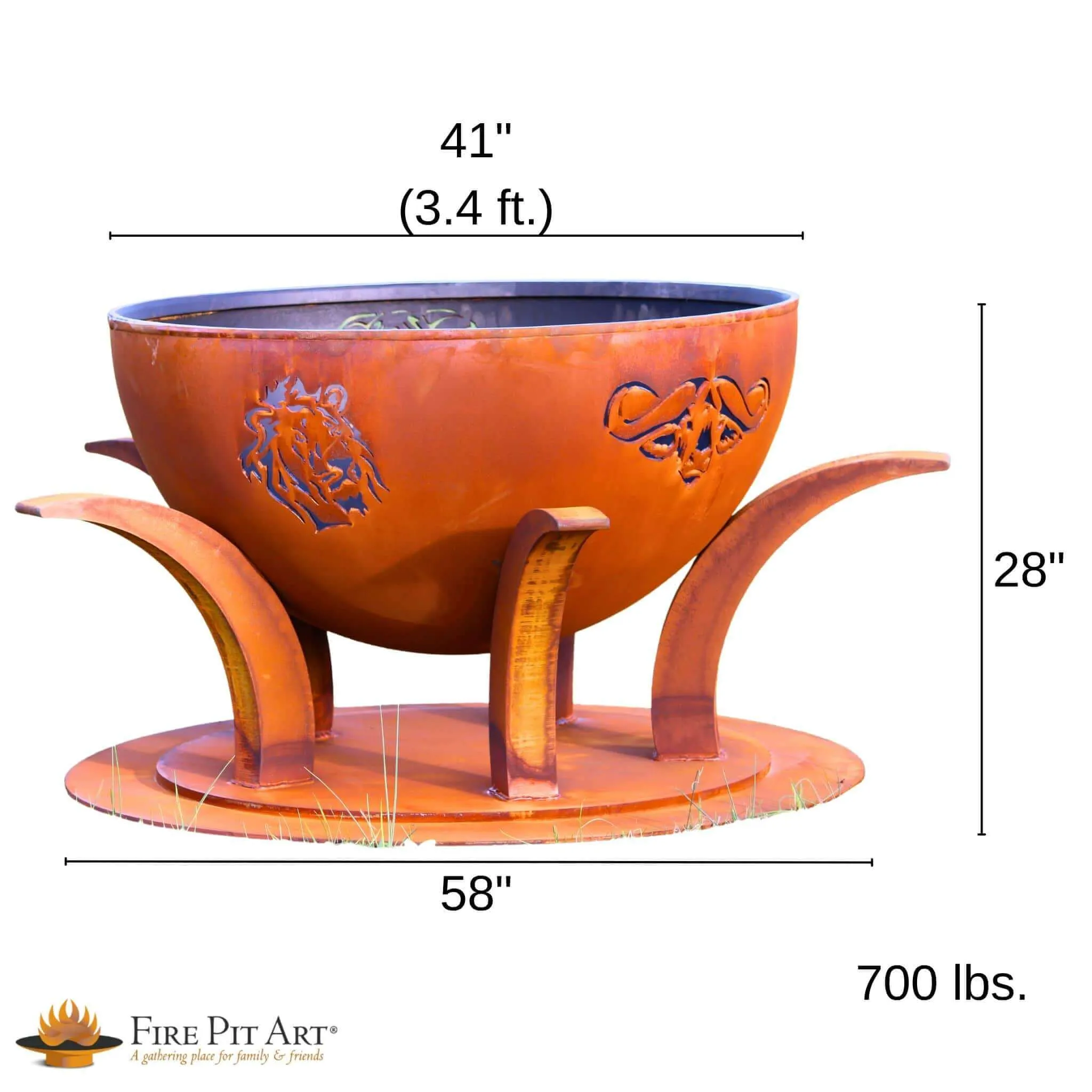"Africa's Big Five" Gas Fire Pit in Steel - Fire Pit Art