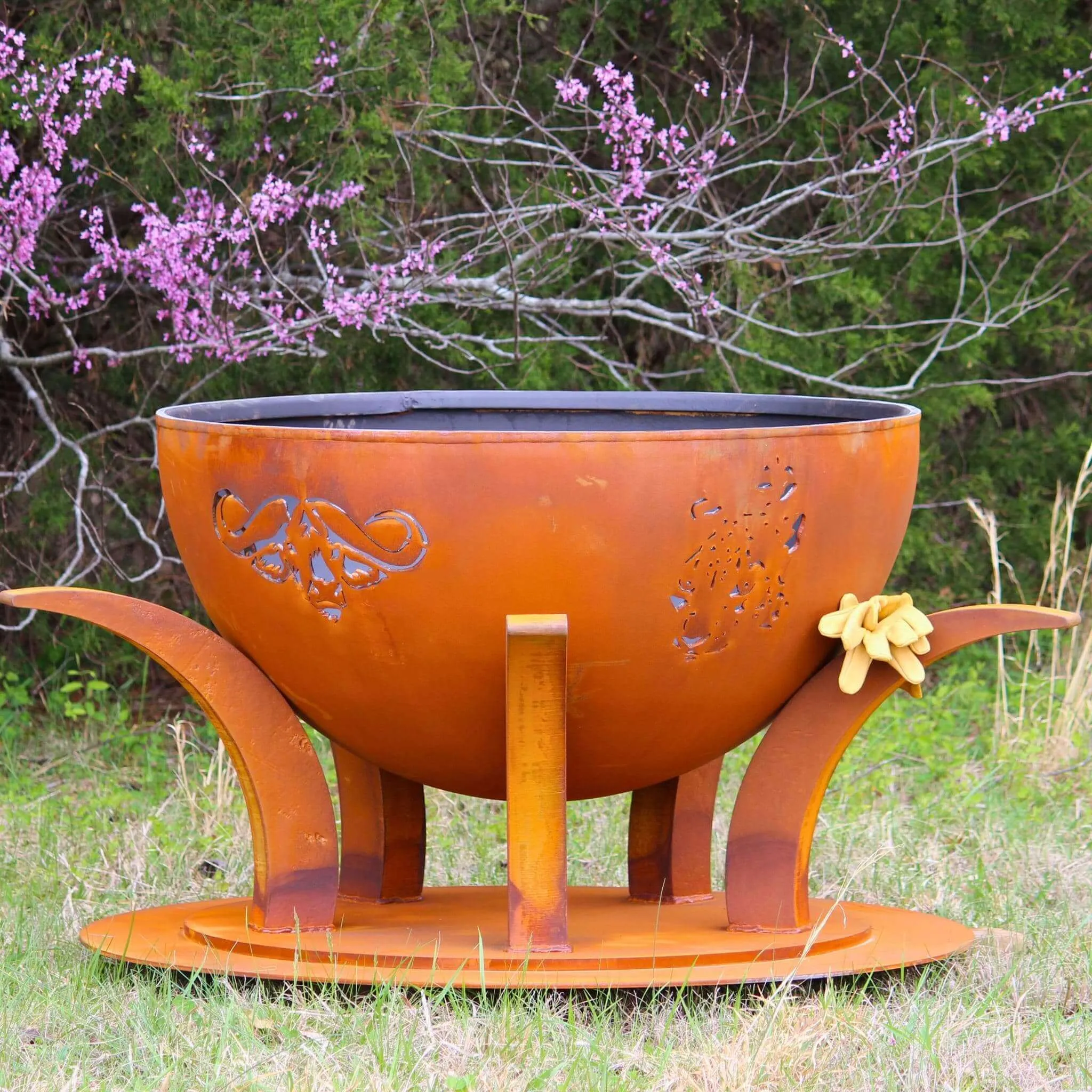 "Africa's Big Five" Gas Fire Pit in Steel - Fire Pit Art