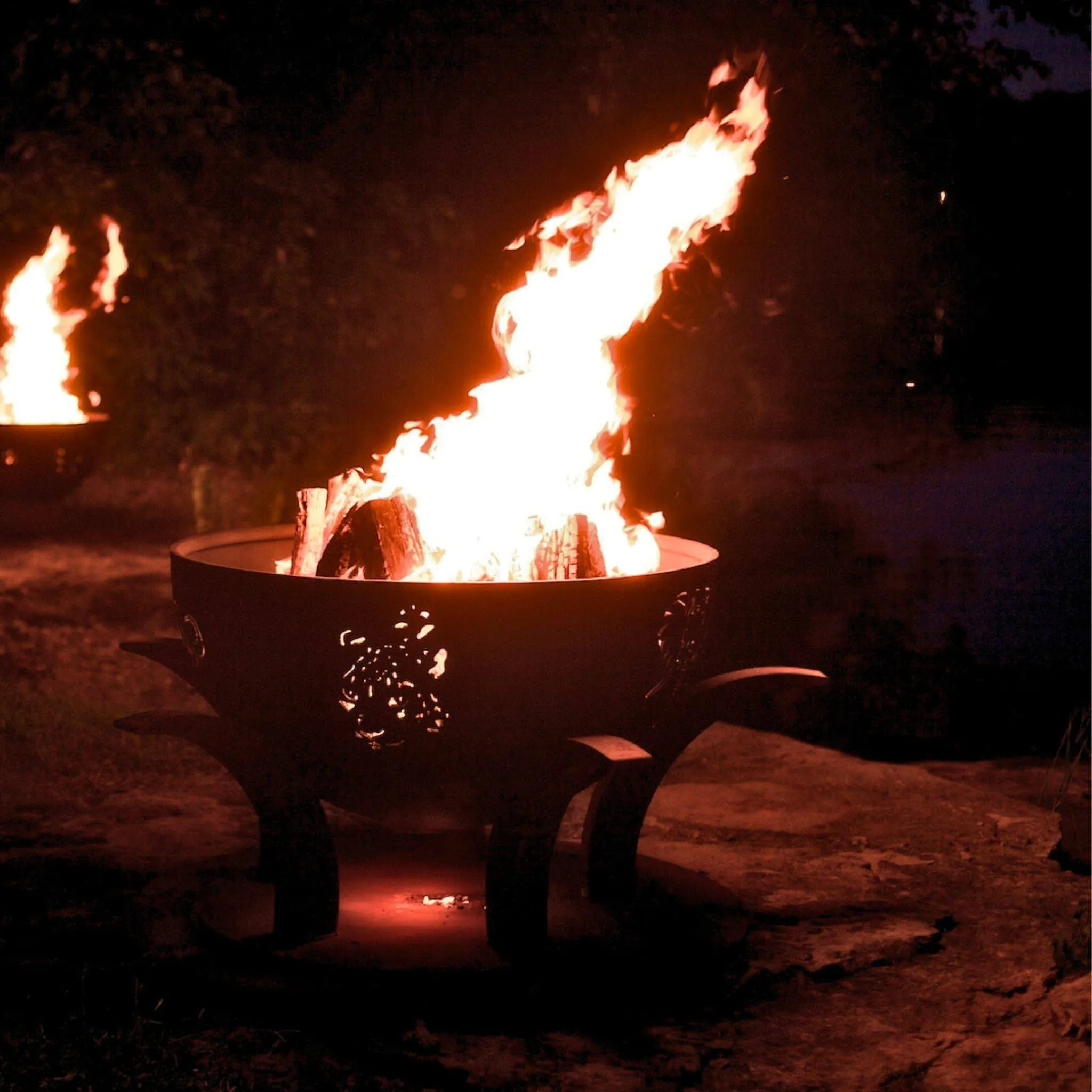 "Africa's Big Five" Gas Fire Pit in Steel - Fire Pit Art