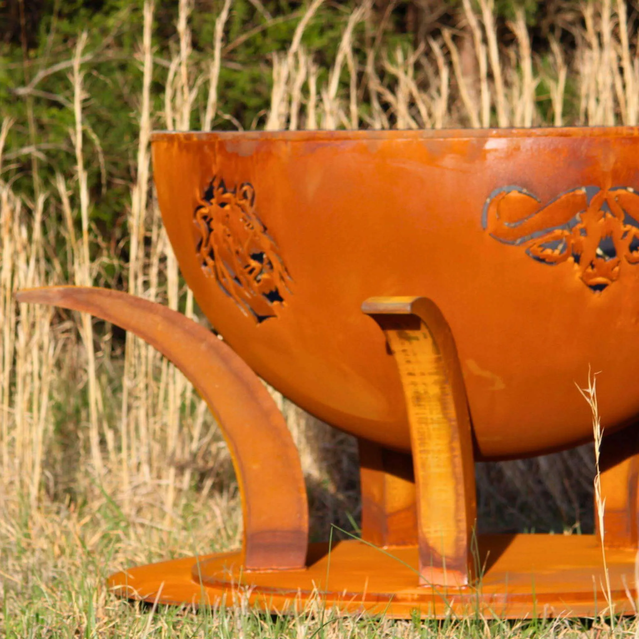 "Africa's Big Five" Gas Fire Pit in Steel - Fire Pit Art