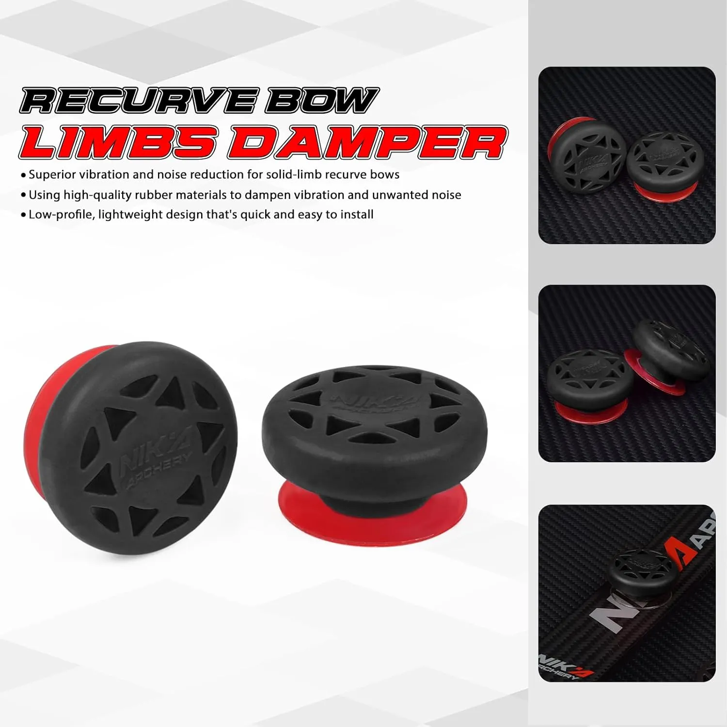 Recurve Dampener Archery Limb Dampeners Rubber Shock Absorbers Bow Bowstring Noise Reduction for Recurve and Youth Solid Limb Compound Bows, 2-Pack