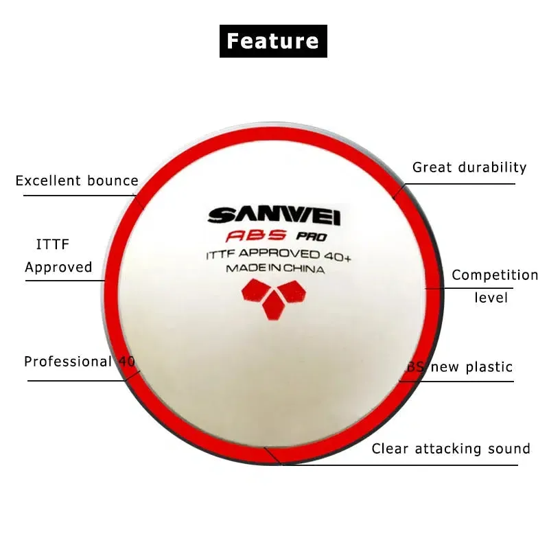 SANWEI ABS PRO 3-Star Table Tennis Balls with Seam