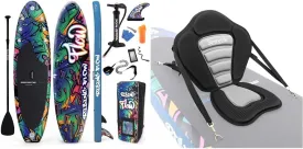 SereneLife Inflatable Stand Up Paddle Boardwith Premium SUP Accessories & Carry Bag | Wide Stance & Detachable Universal Paddle-Board Seat - Adjustable Paddle Board Seat- SLSUPST15