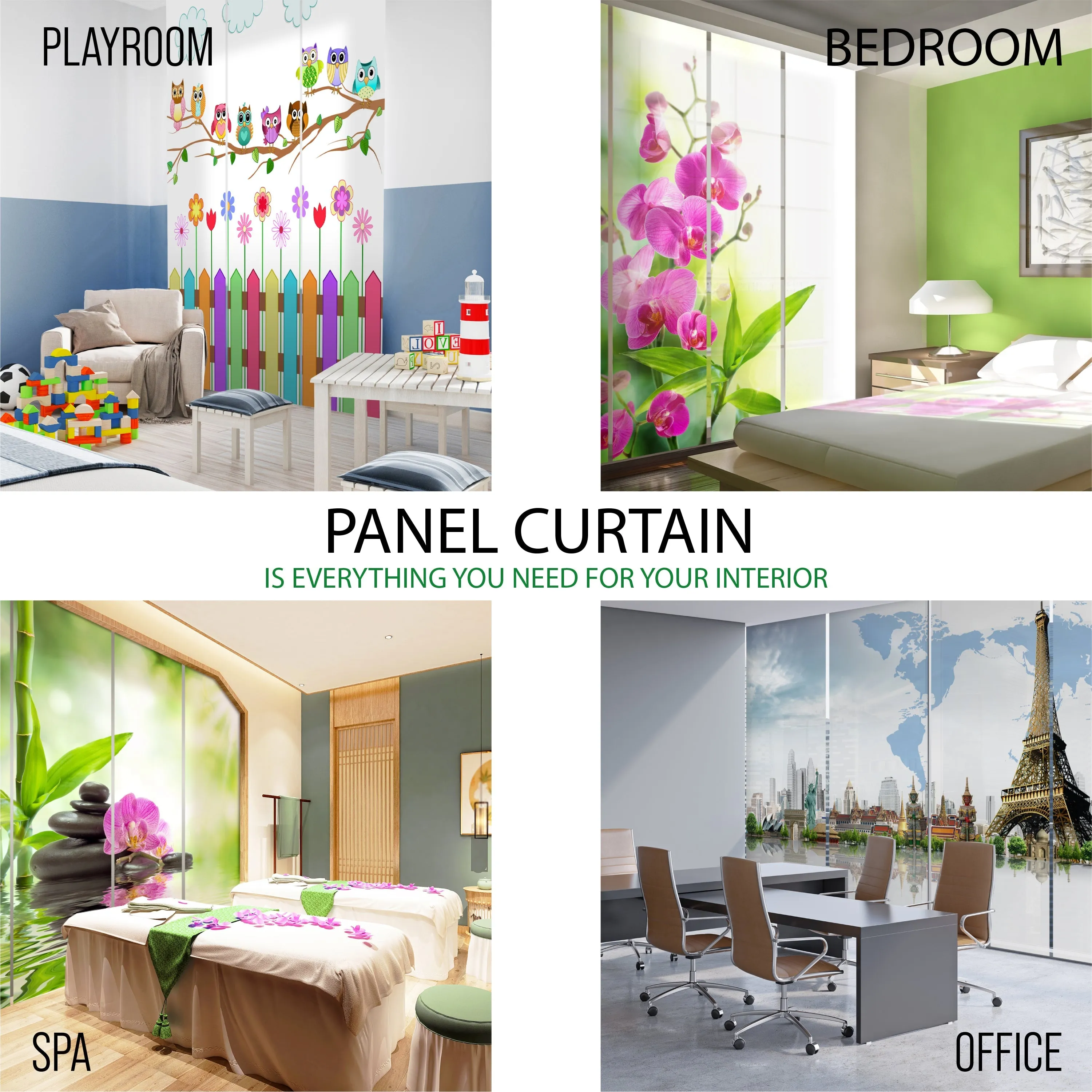 Set of 6 Sliding Panel Curtains Basketball Ball in Net