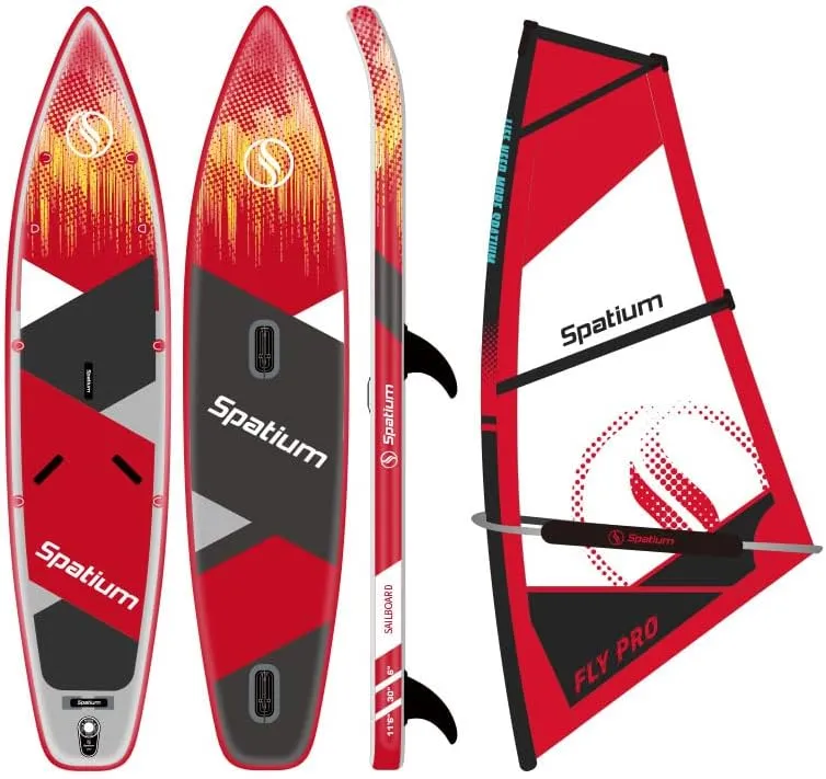 Spatium Paddleboard Sail Inflatable Windsurfing Board and Sail 5m/6m Inflatable Windsurf Sail with Sail Board for Newbie Friendly Windsurfer