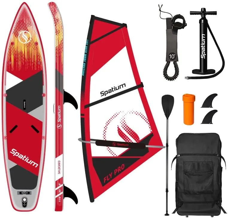 Spatium Paddleboard Sail Inflatable Windsurfing Board and Sail 5m/6m Inflatable Windsurf Sail with Sail Board for Newbie Friendly Windsurfer