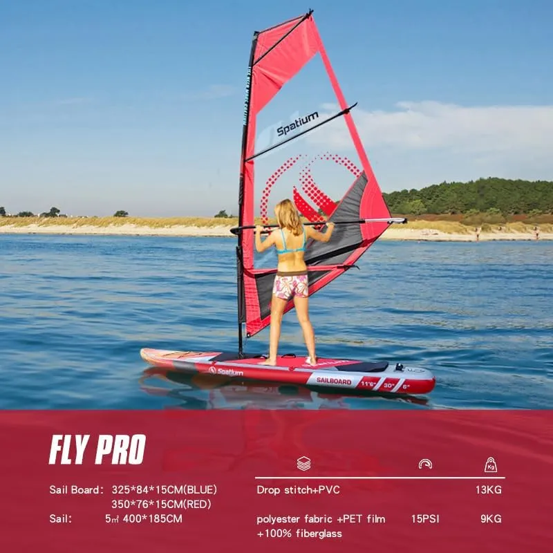 Spatium Paddleboard Sail Inflatable Windsurfing Board and Sail 5m/6m Inflatable Windsurf Sail with Sail Board for Newbie Friendly Windsurfer