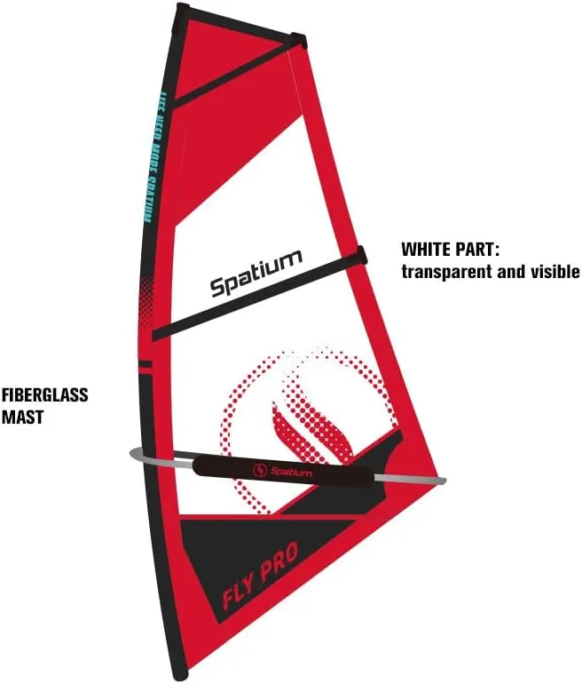 Spatium Paddleboard Sail Inflatable Windsurfing Board and Sail 5m/6m Inflatable Windsurf Sail with Sail Board for Newbie Friendly Windsurfer