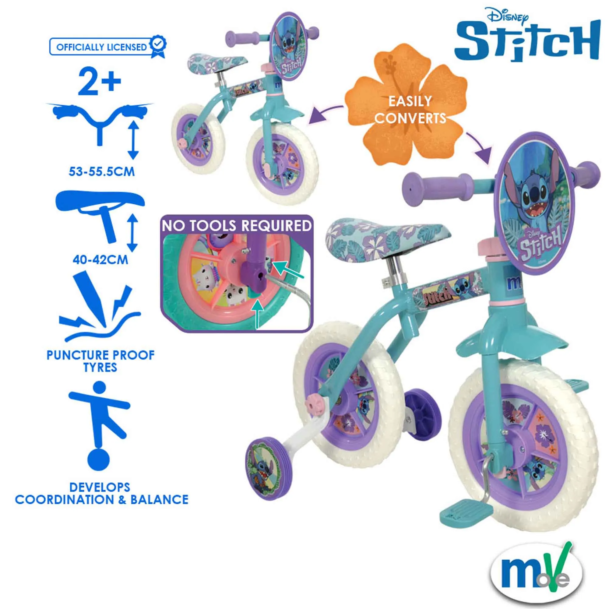 Stitch 2-in-1 10" Wheel Size Training Bike