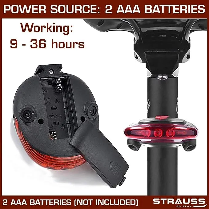 Strauss Bicycle Tail Lights | Headlights| Ultra Bright Waterproof Bicycle Tail Lights | Light Set with Led Light | Tail Clip Light Lamp |Taillight Set | Pack of 2
