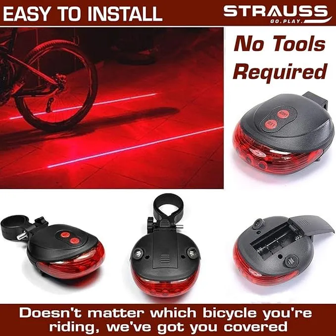 Strauss Bicycle Tail Lights | Headlights| Ultra Bright Waterproof Bicycle Tail Lights | Light Set with Led Light | Tail Clip Light Lamp |Taillight Set | Pack of 2