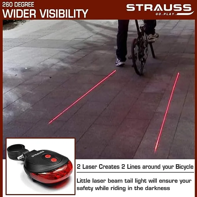 Strauss Bicycle Tail Lights | Headlights| Ultra Bright Waterproof Bicycle Tail Lights | Light Set with Led Light | Tail Clip Light Lamp |Taillight Set | Pack of 2
