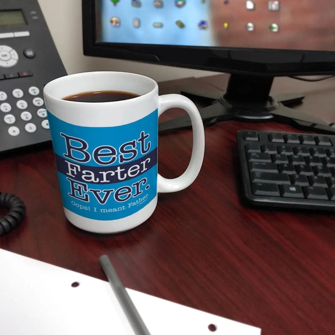 ThisWear Best Dad Mug for Dad Best Farter Ever Oops I Meant Father Funny Dad Mug Ceramic 15oz Ceramic Coffee Mug with Handle Blue