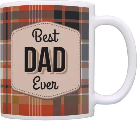 ThisWear Dad Mug Best Dad Ever Cup Cool Dad Gifts Fathers Day Mug Dad Present 11oz Ceramic Coffee Mug with Handle Orange Plaid