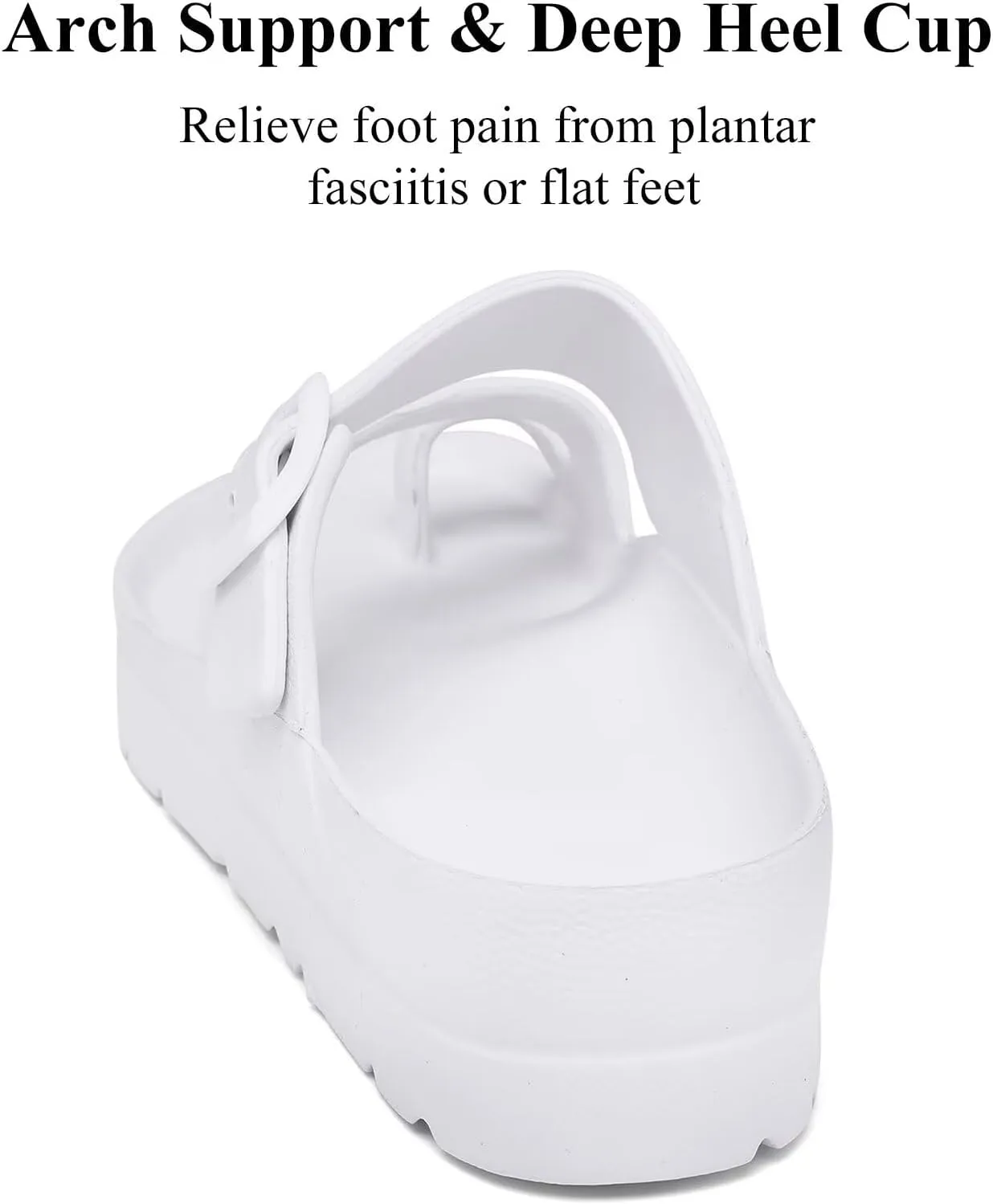 Womens Platform Sandals with Arch Support, Adjustable Buckle Beach Sandal Woman Comfort Lightweight Ultra Cushion EVA Slides