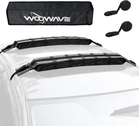 WOOWAVE Premium Kayak Roof Rack Pads Universal Car Soft Roof Rack Kayak Carrier for Canoe/Surfboard/Paddleboard/SUP/Snowboard with Tie Down Straps, Tie Down Rope, Quick Loop Strap and Storage Bag