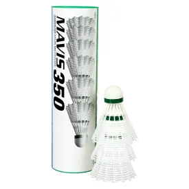 Yonex Mavis 350 Nylon Badminton Shuttlecock (White) - Green Cap, 1 Can