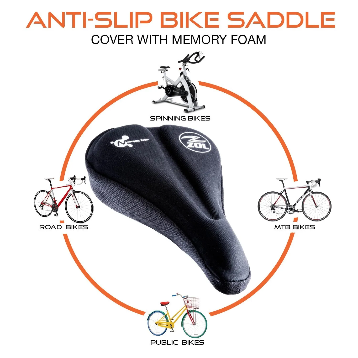 Zol Anti Slip Bike Saddle Cover with Memory Foam Compatible with Peloton bike
